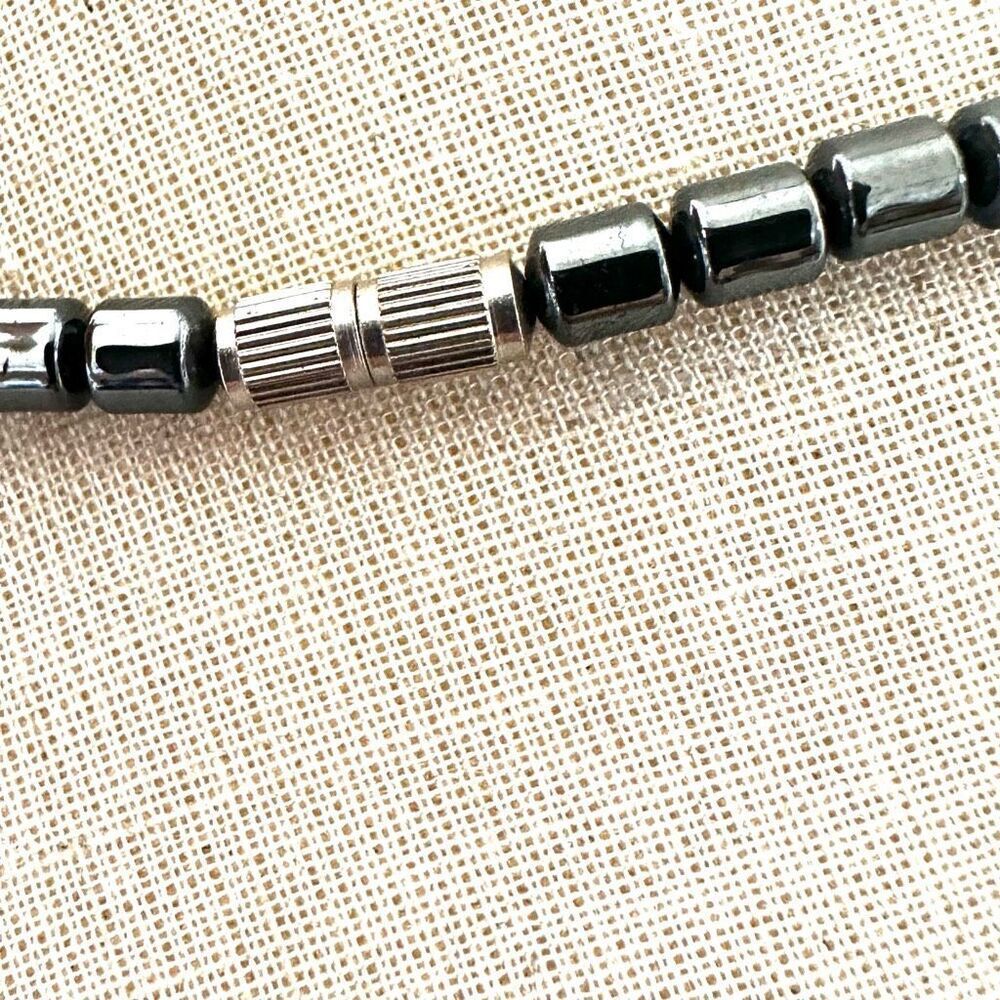 Hematite Carved Fish Pendant Beaded Necklace - Picture 4 of 8